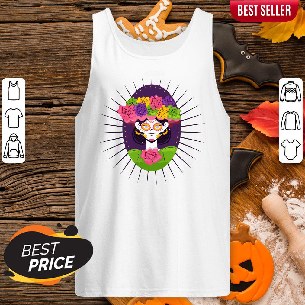 Sugar Skull Girl With Flower Day Of The Dead Shirt