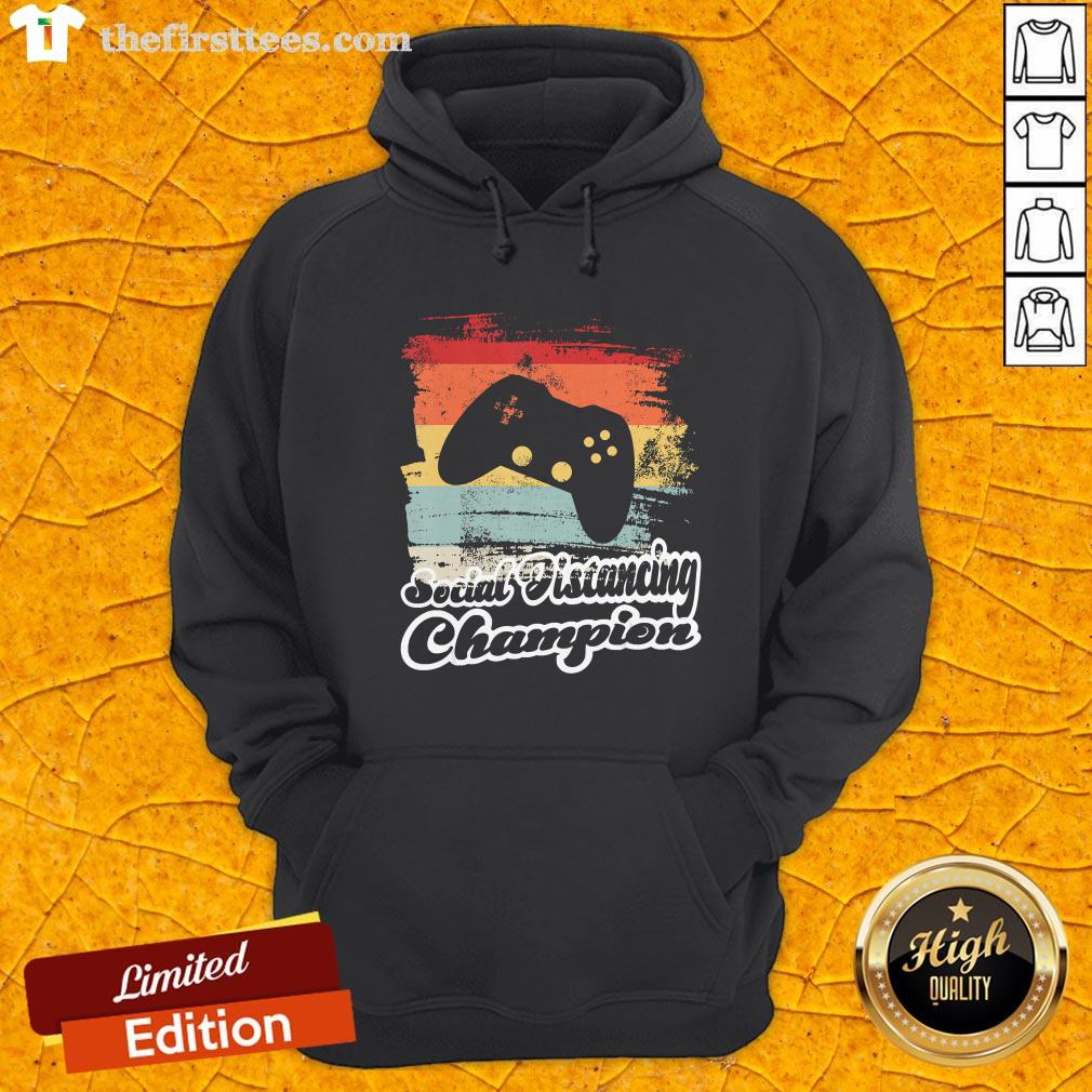 Social Distancing Champion Gaming Controller Vintage Retro Shirt