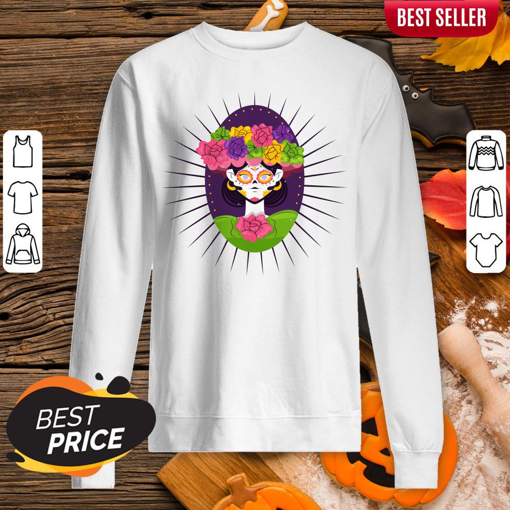 Sugar Skull Girl With Flower Day Of The Dead Shirt