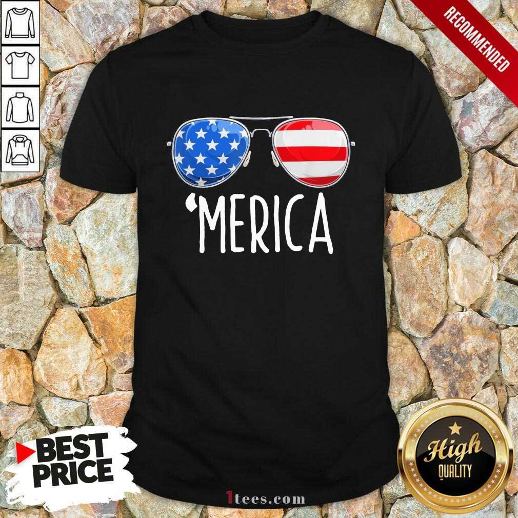 4th of July Merica Sunglasses All America USA Flag Shirt