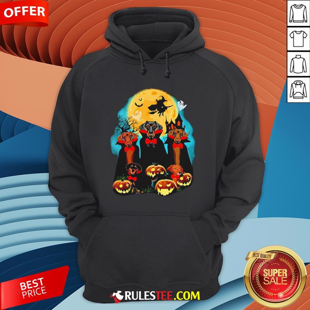 Dachshund Dracula Pumpkin Moonlight Happy Halloween Shirt