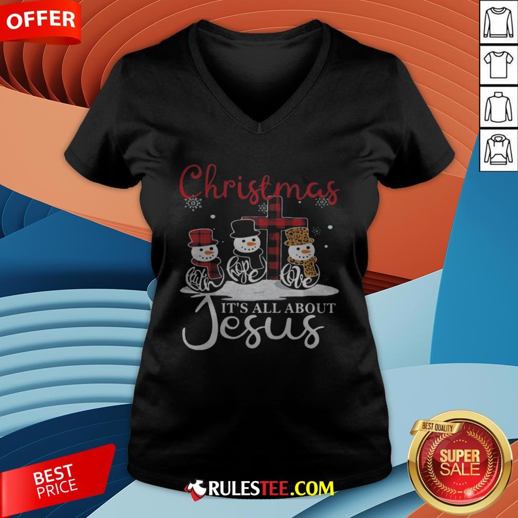 Pretty Snowman Christmas It’s All About Jesus Shirt