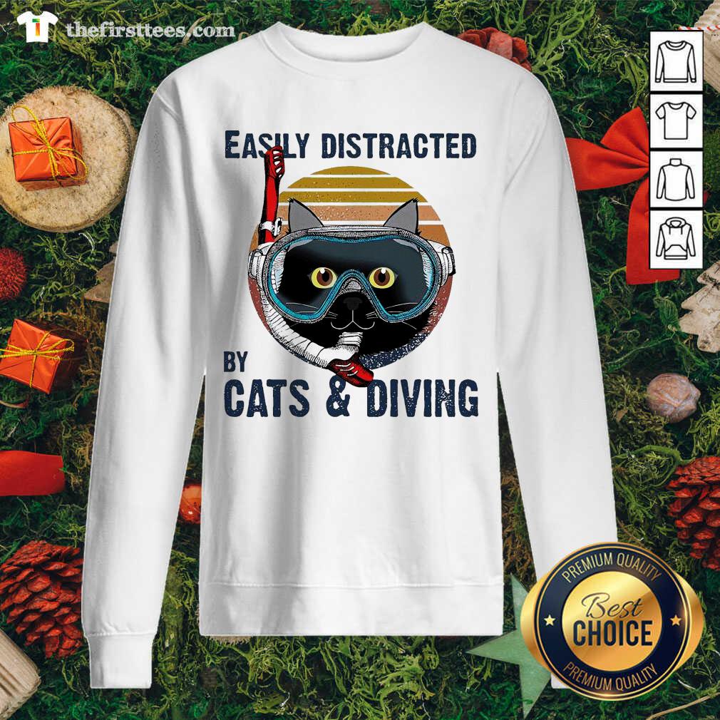 Top Easily Distracted By Cats And Diving Vintage Shirt