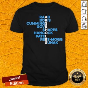 Raab Boris Cummings Gove Shapps Hancock Patel Reesmogg Sunak Shirt