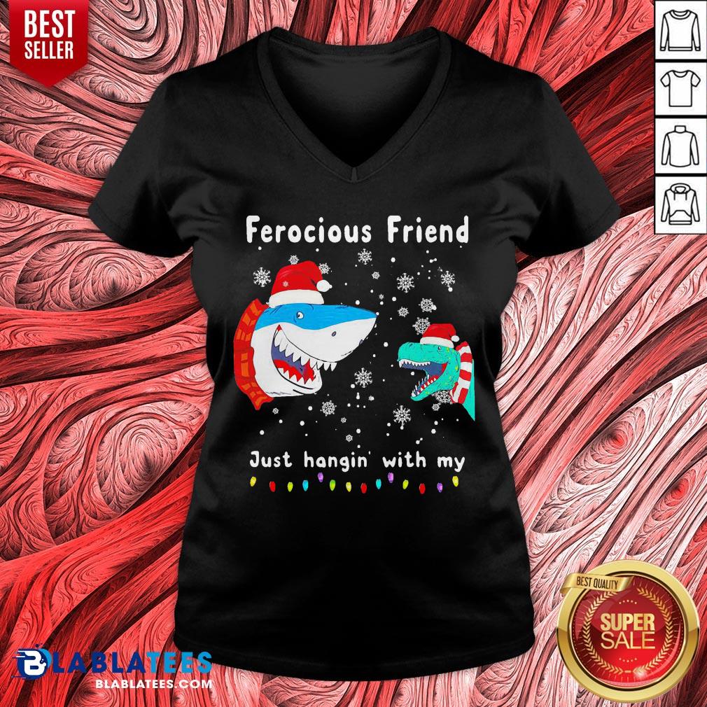 Awesome Christmas Ferocious Friend Just Hangin' With My Shirt