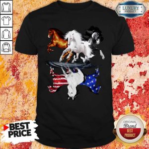 Nice Horses Water Reflection 4th Of July Shirt