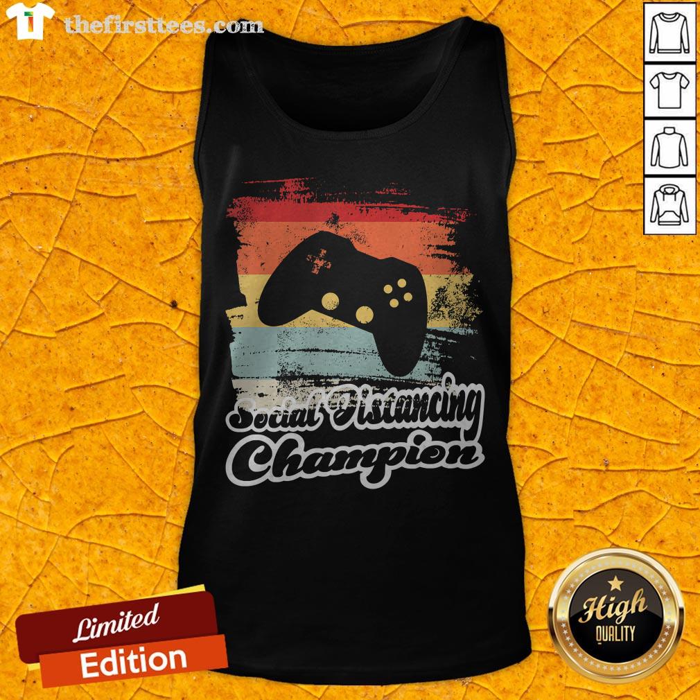 Social Distancing Champion Gaming Controller Vintage Retro Shirt