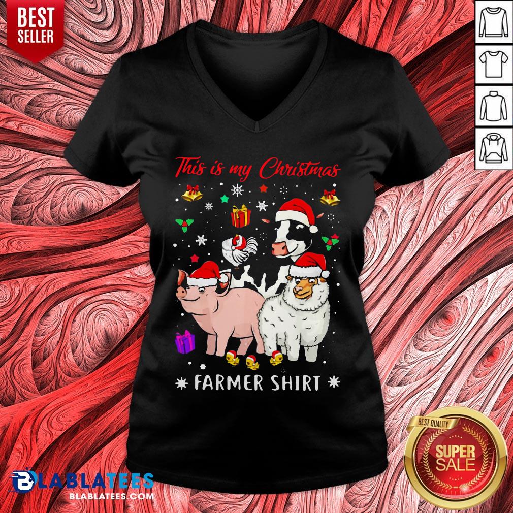 Cute Pig Sheep Chicken Cow Santa This Is My Christmas Farmer Shirt