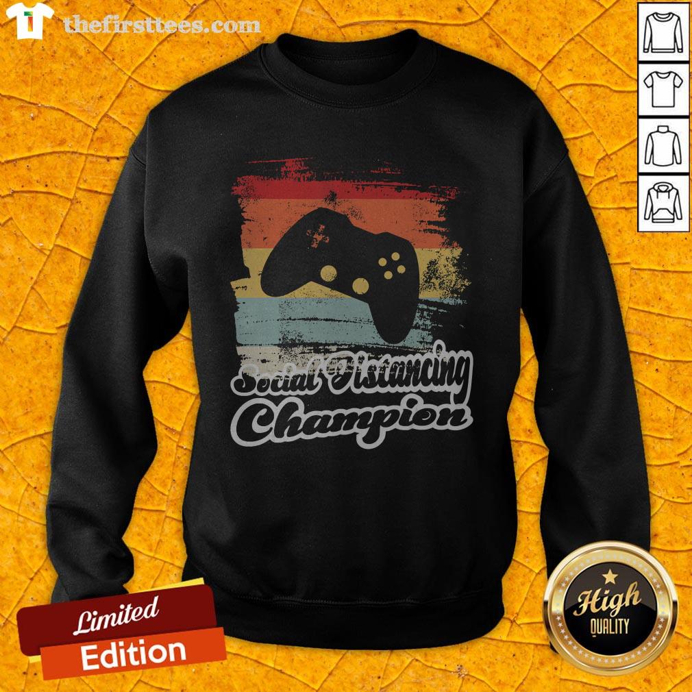 Social Distancing Champion Gaming Controller Vintage Retro Shirt