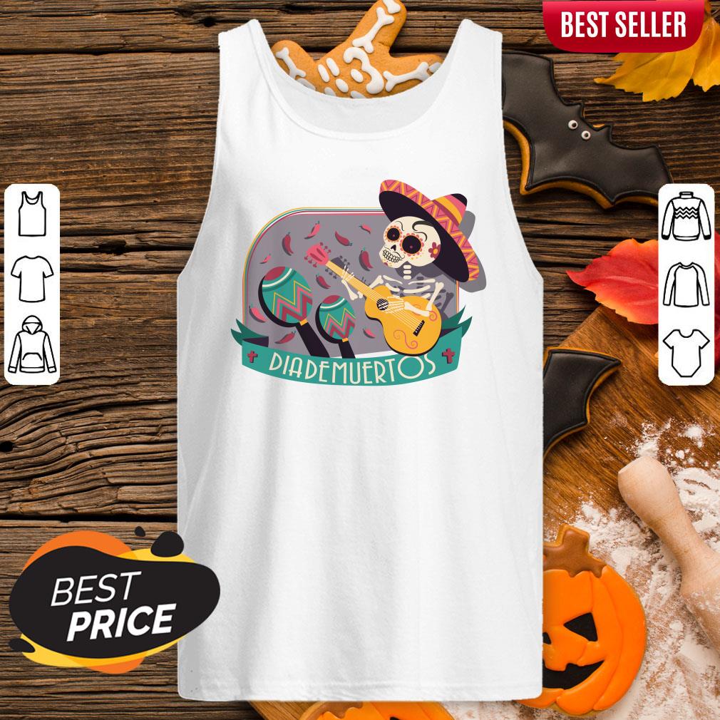 Skeleton Play Guitar Dia De Muertos Mexican Holiday Shirt