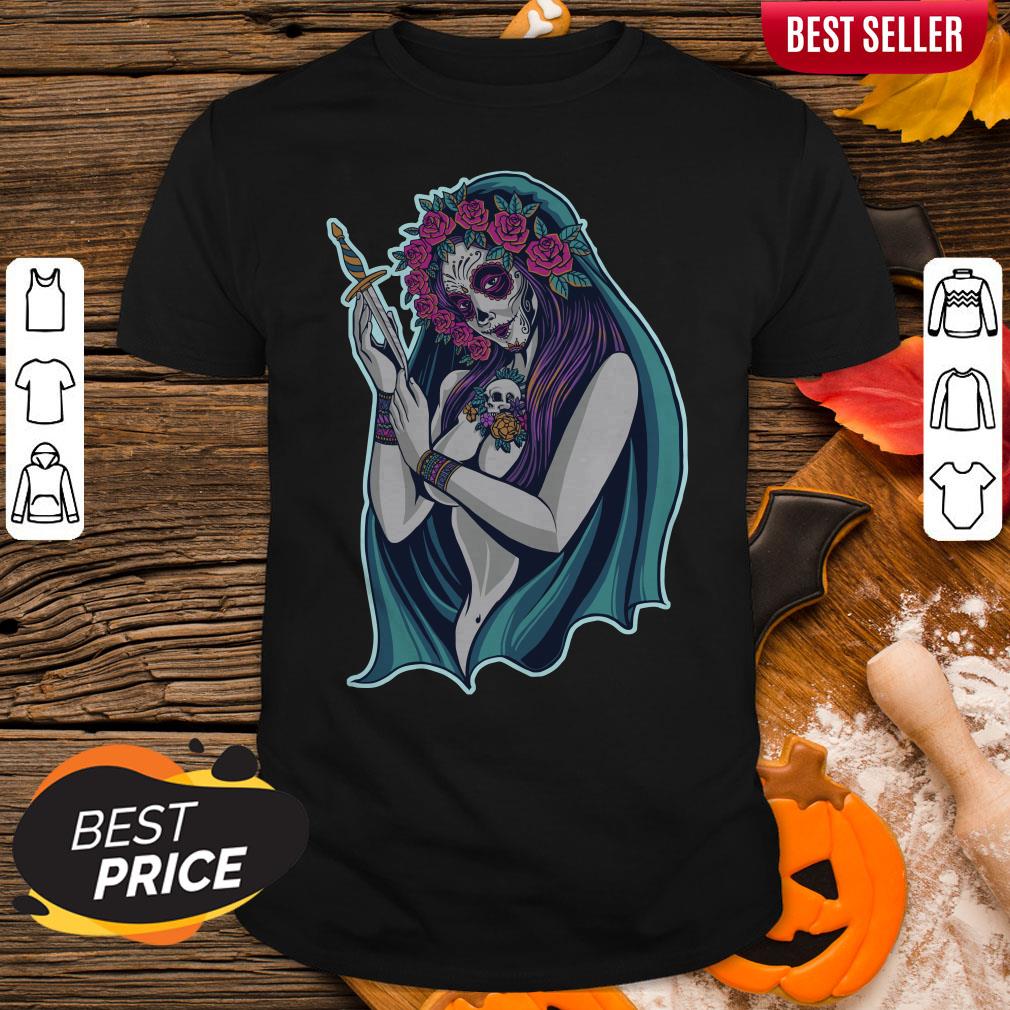 Sugar Skull Makeup Girl Day Of The Dead Dia De Muertos Shirt