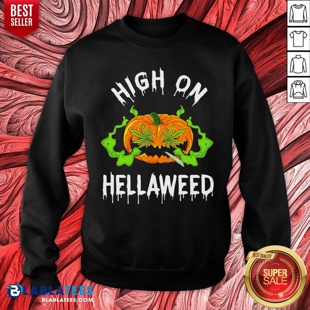 Funny Pumpkin High On Hellaweed Hallooween Shirt