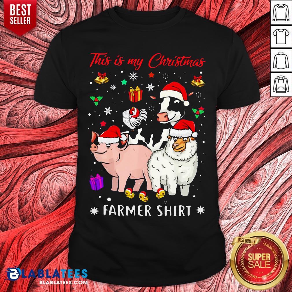 Cute Pig Sheep Chicken Cow Santa This Is My Christmas Farmer Shirt