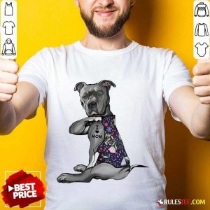 Funny Pitbull Tattoo I Love Mom Flower Shirt
