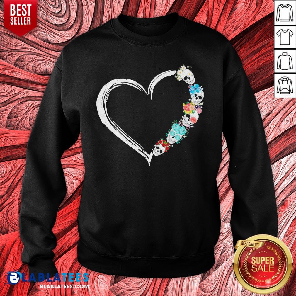 Grateful Sugar Skulls Floral Heart Shirt