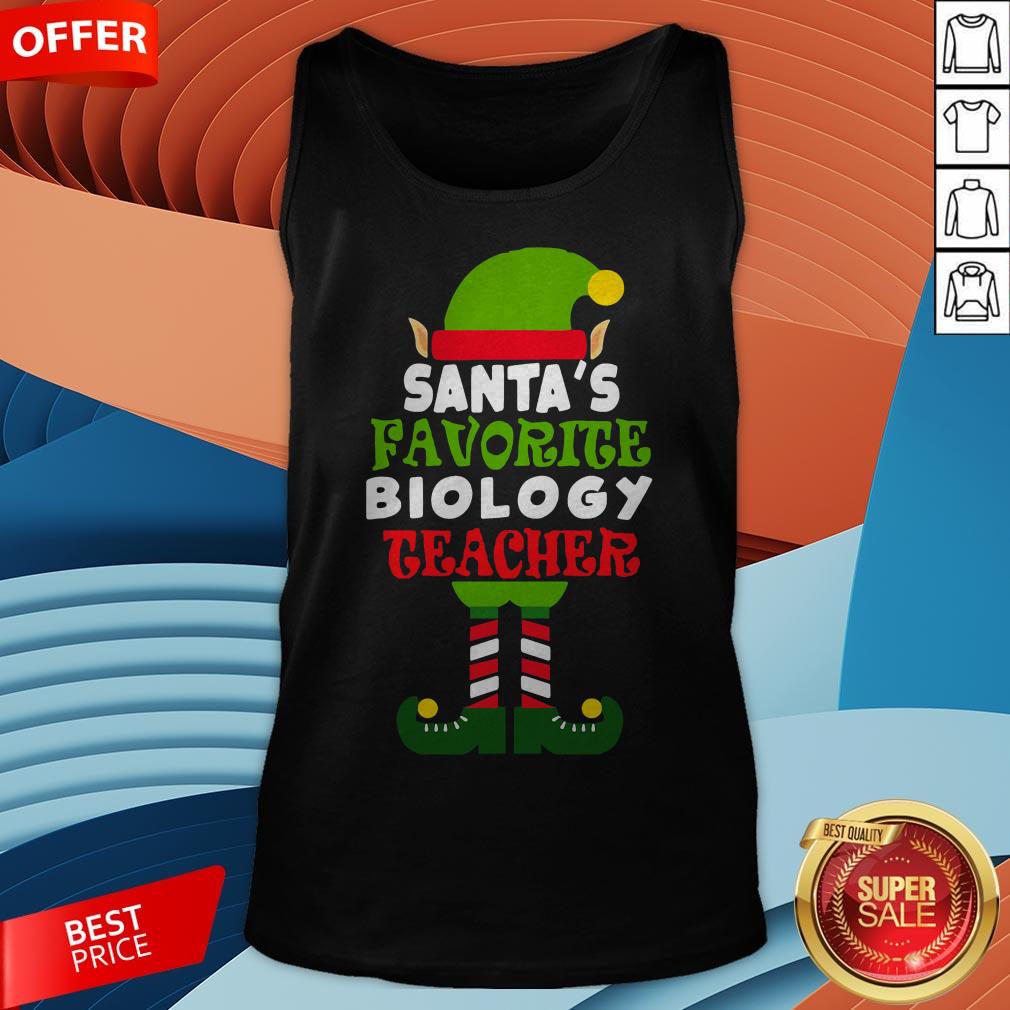 Santas Favorite Biology Teacher Elf Christmas Shirt