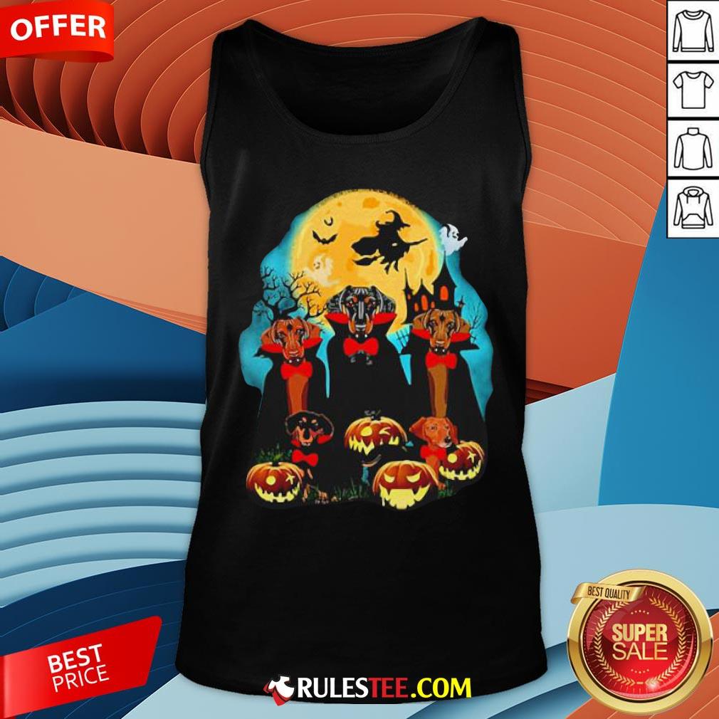 Dachshund Dracula Pumpkin Moonlight Happy Halloween Shirt