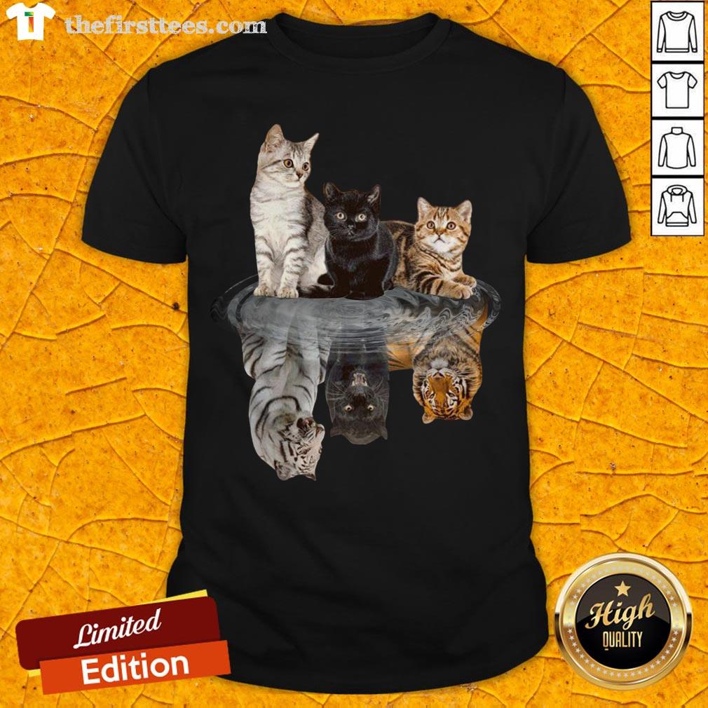 Awesome The Cats Water Mirror Reflection Tigers Shirt