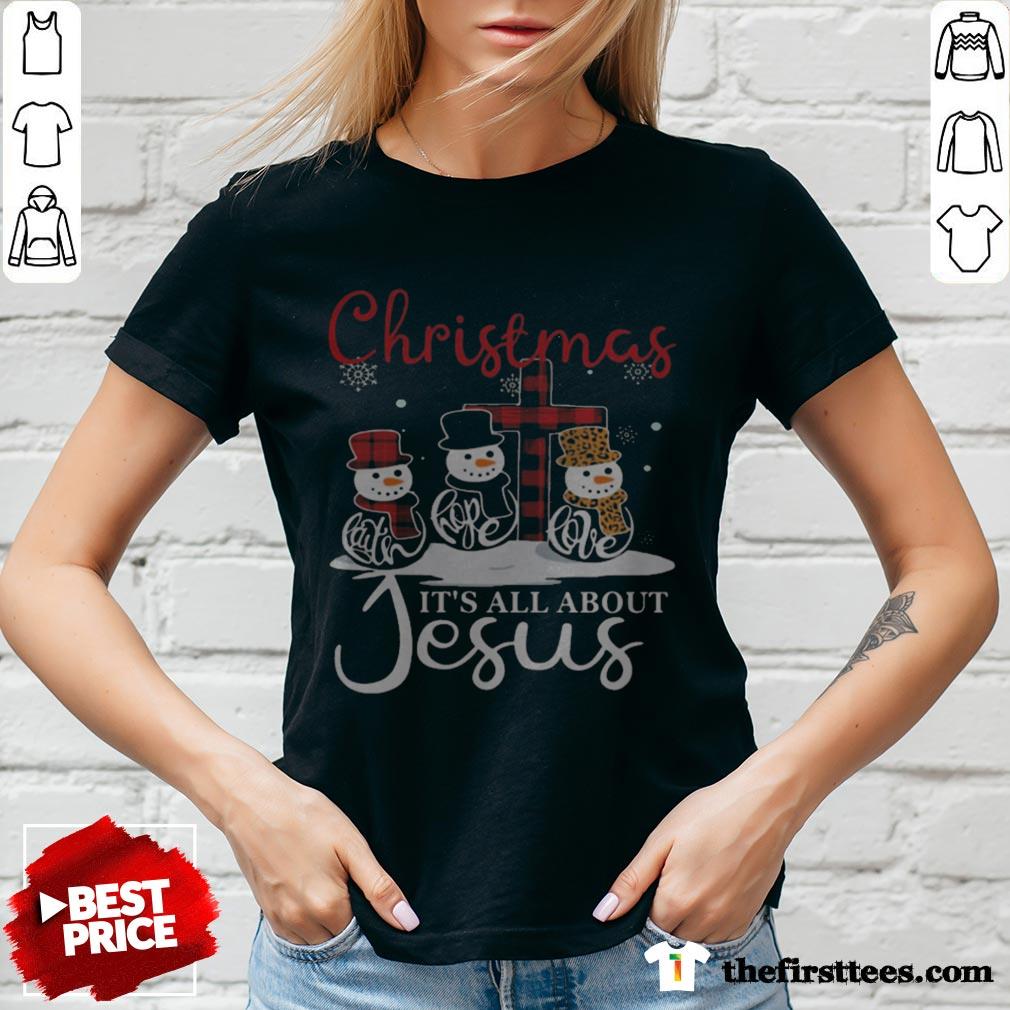 Pretty Snowman Christmas It’s All About Jesus Shirt