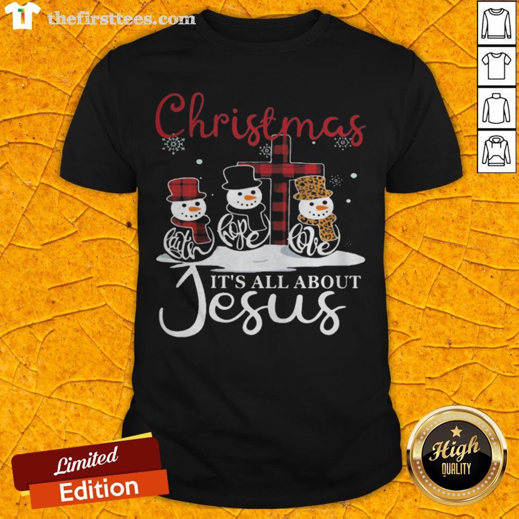 Pretty Snowman Christmas It’s All About Jesus Shirt