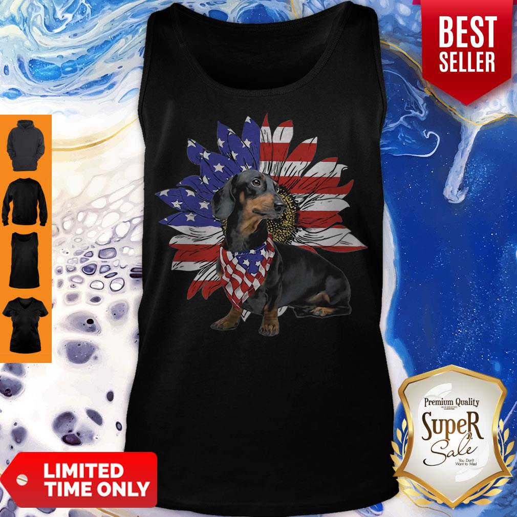 Daschund Sunflower America Flag Dog Lovers Shirt