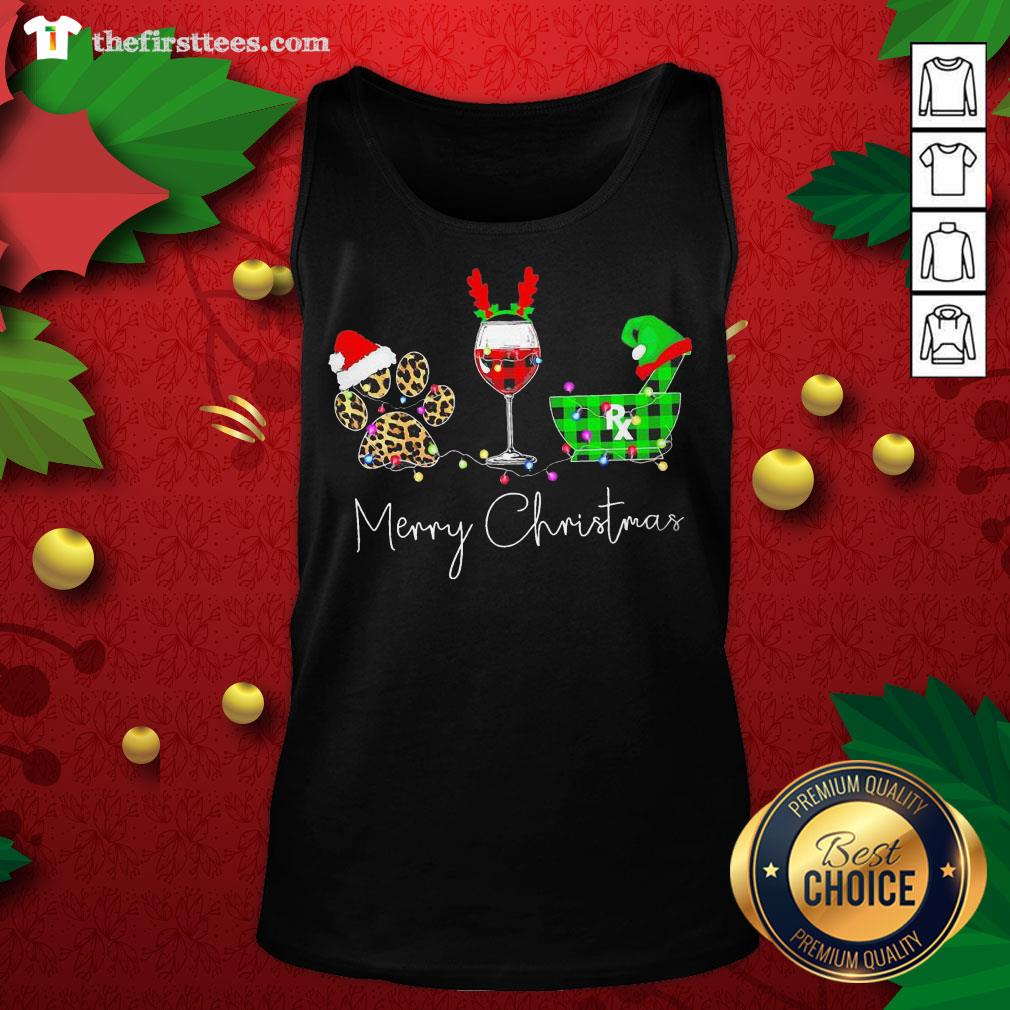 Hot Paw Wine Pharmacist Merry Christmas Shirt