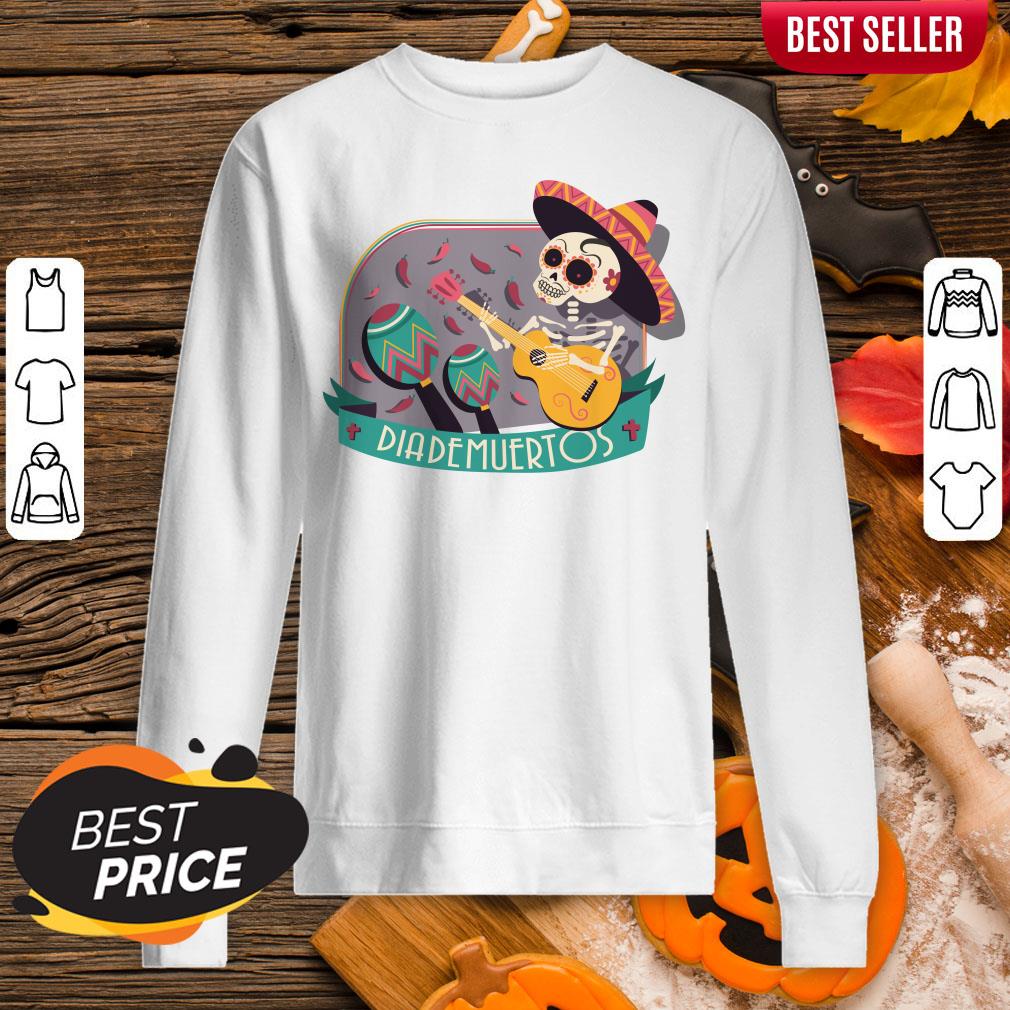 Skeleton Play Guitar Dia De Muertos Mexican Holiday Shirt