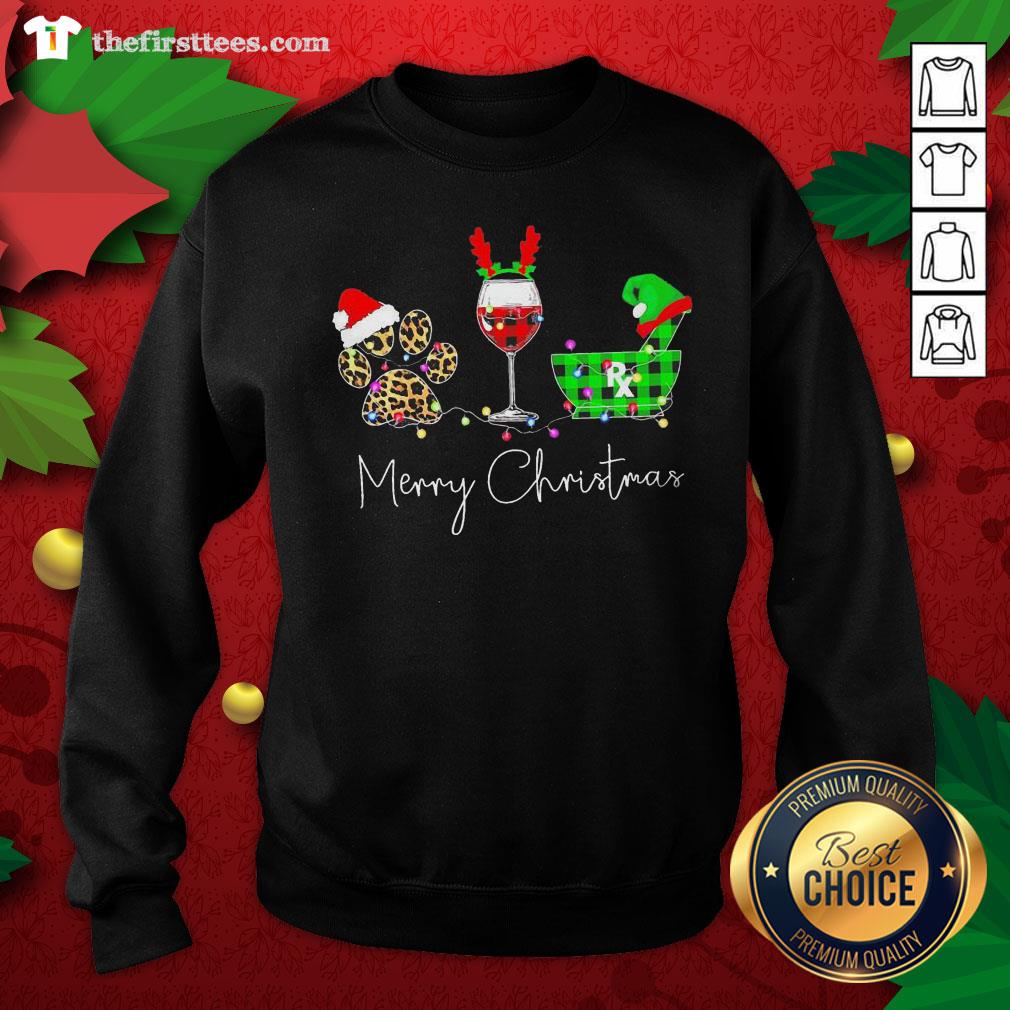 Hot Paw Wine Pharmacist Merry Christmas Shirt