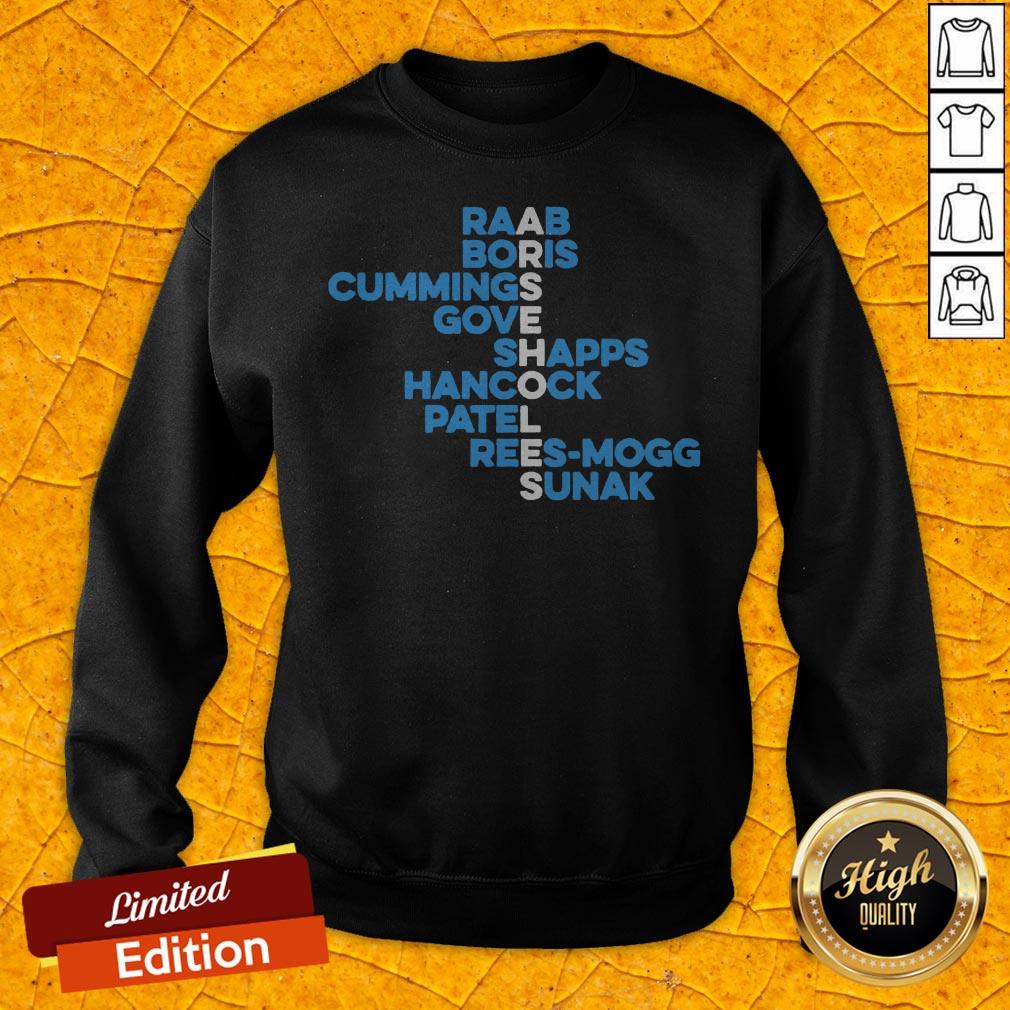 Raab Boris Cummings Gove Shapps Hancock Patel Reesmogg Sunak Shirt