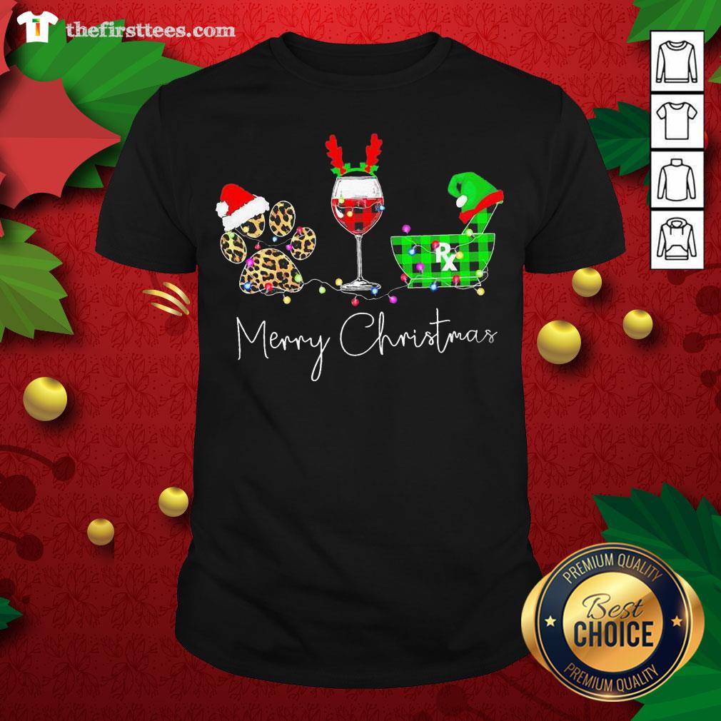 Hot Paw Wine Pharmacist Merry Christmas Shirt