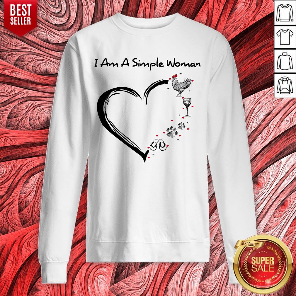 I Am A Simple Woman Chicken Wine Dog Paw And Flip Flop Shirt