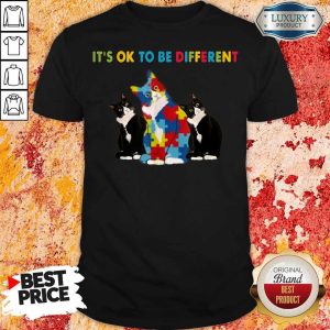 Nice It's Ok To Be Different Cat Autism Shirt