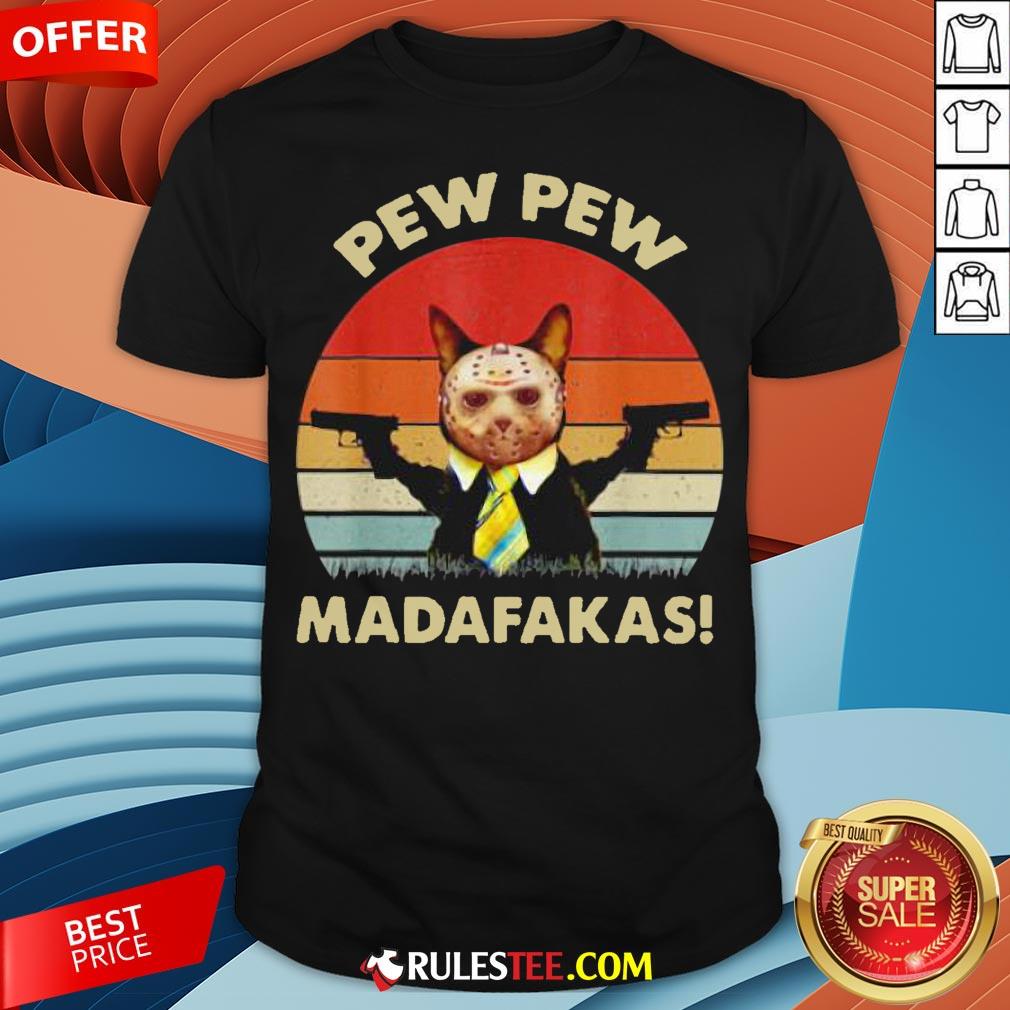 Cat Jason Voorhees Pew Pew Madafakas Vintage Retro Shirt