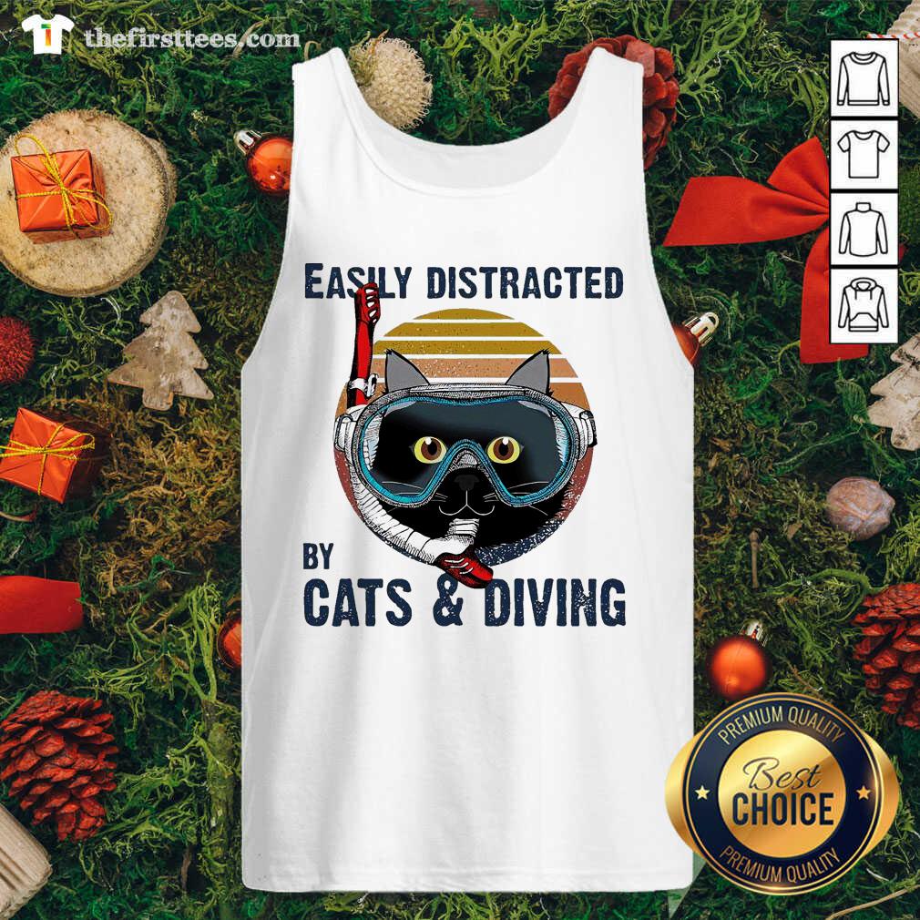 Top Easily Distracted By Cats And Diving Vintage Shirt