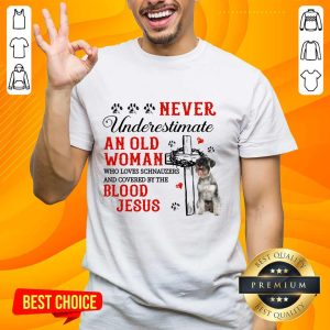 Surprised Never Underestimate An Old Man Blood Of Jesus Schnauzer Shirt
