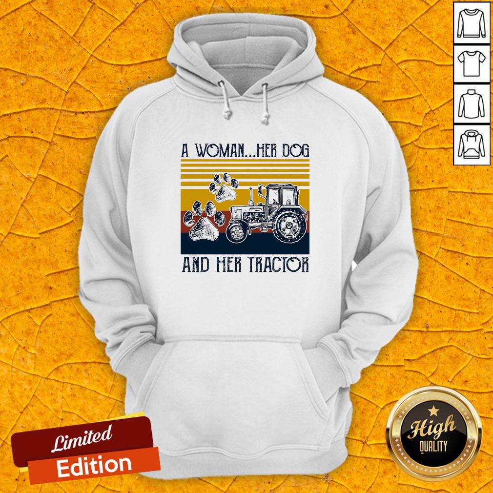 A Woman Her Dog And Her Tractor Vintage Retro Shirt