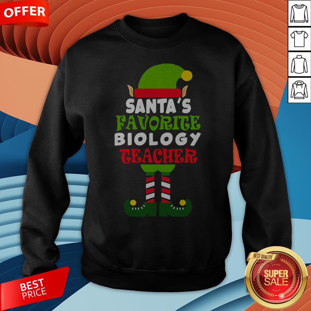 Santas Favorite Biology Teacher Elf Christmas Shirt
