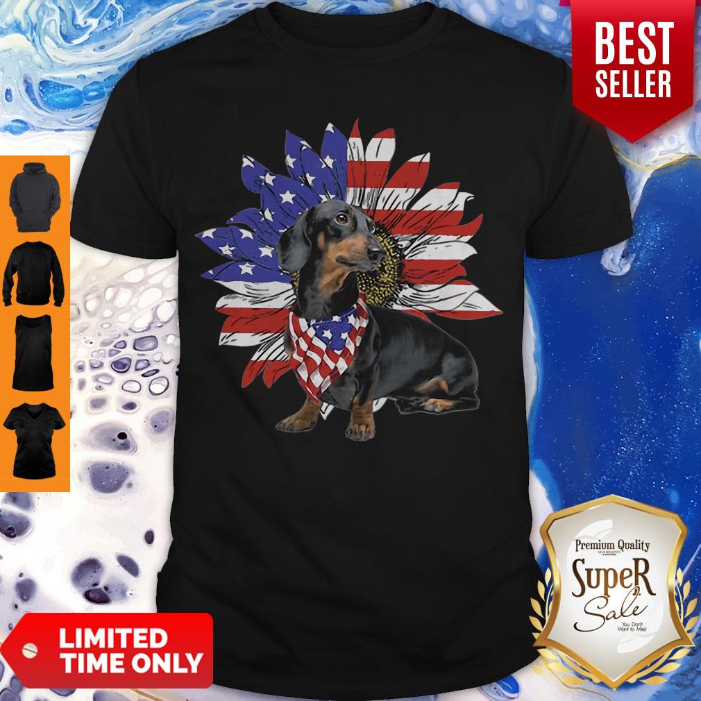 Daschund Sunflower America Flag Dog Lovers Shirt
