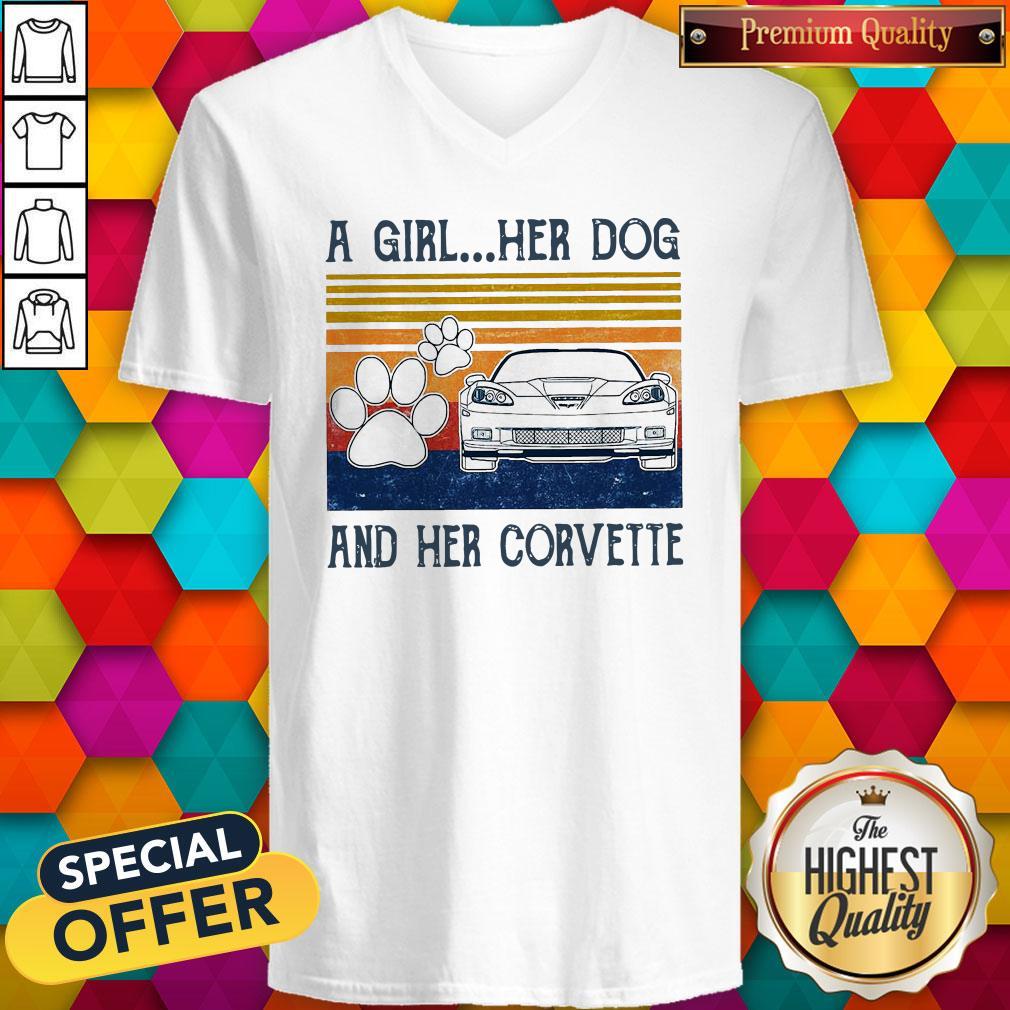 A Girl Her Dog And Her Corvette Vintage Shirt
