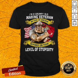 I'm A Grumpy Old Marine Veteran My Level Of Sarcasm Depends On Your Level Of Stupidity Shirt