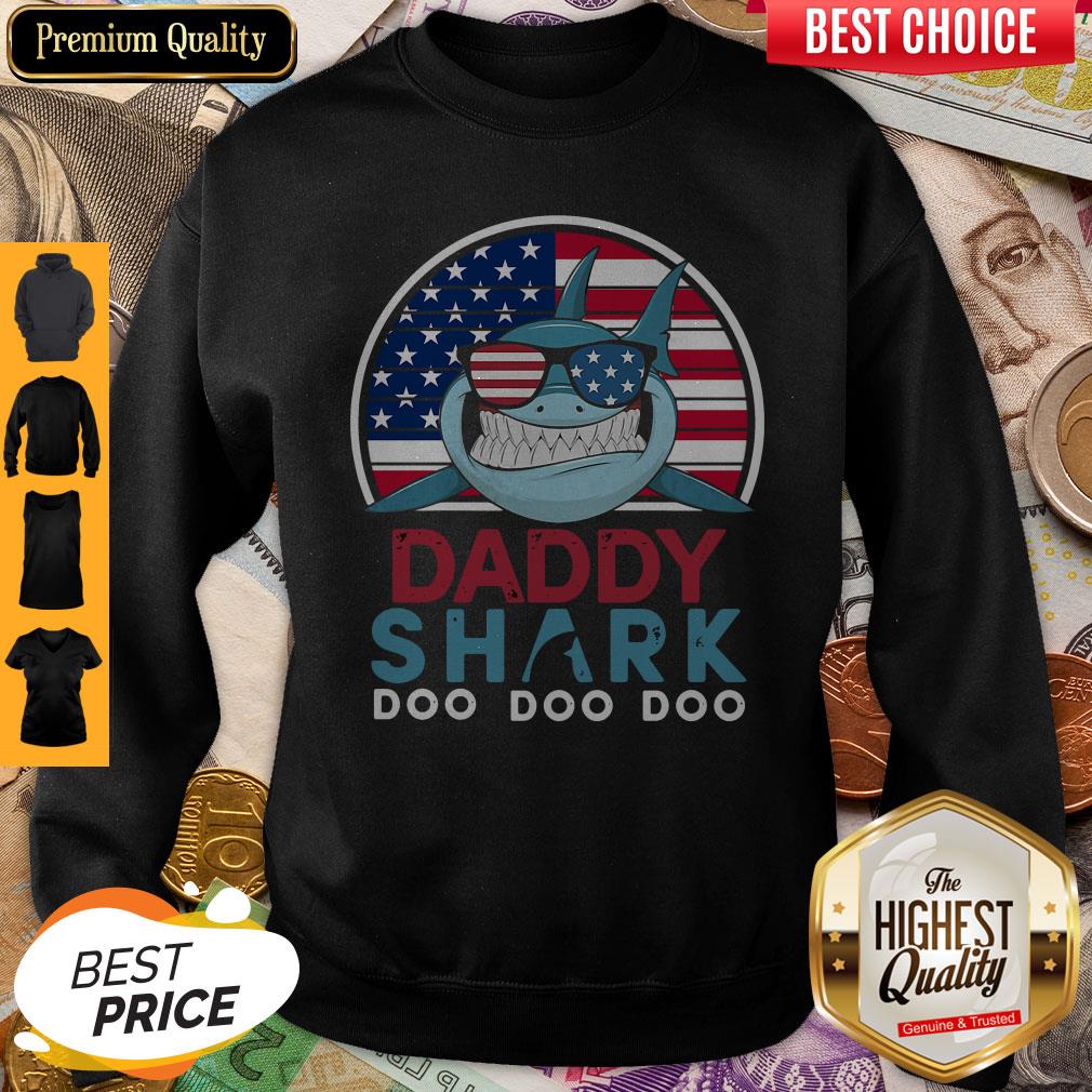 America Flag Daddy Shark Doo Doo Doo Shirt
