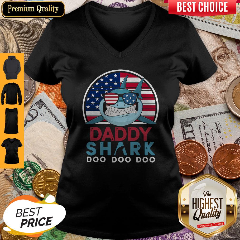 America Flag Daddy Shark Doo Doo Doo Shirt