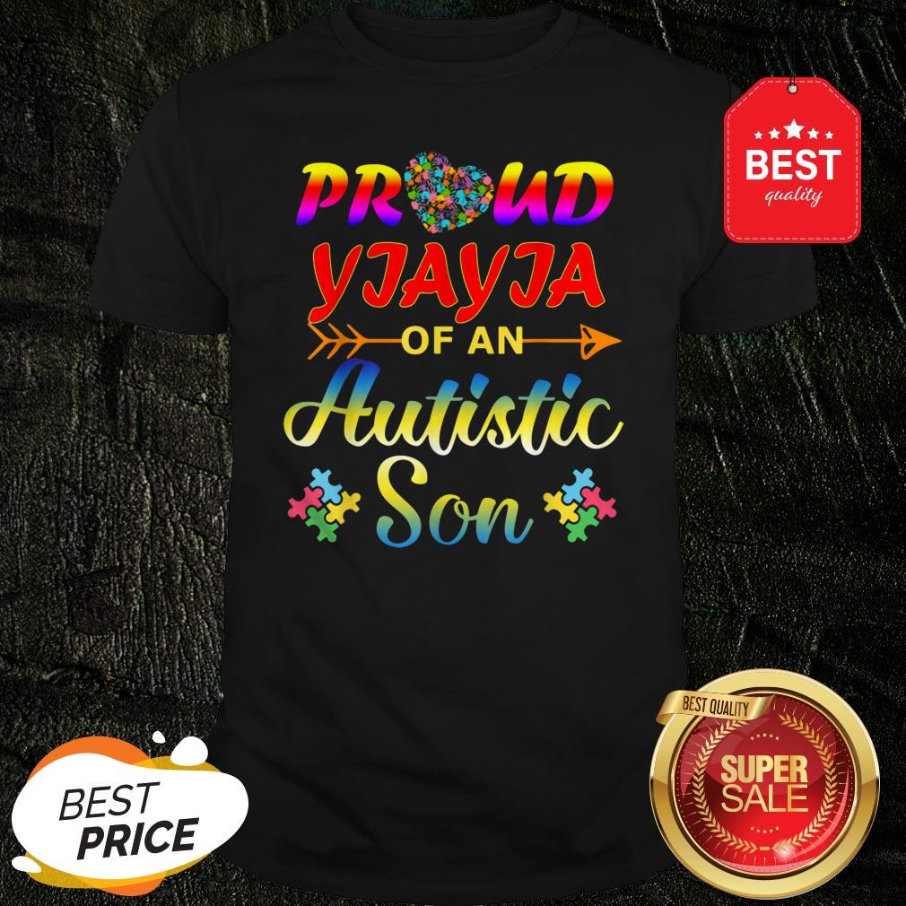 Autism Awareness Tee Proud Yiayia Autistic Son Funny Gifts Shirt