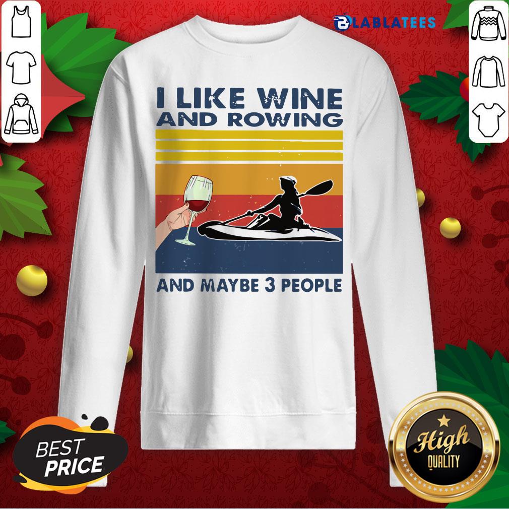 Awesome I Like Wine And Rowing And Maybe 3 People Vintage Retro Shirt