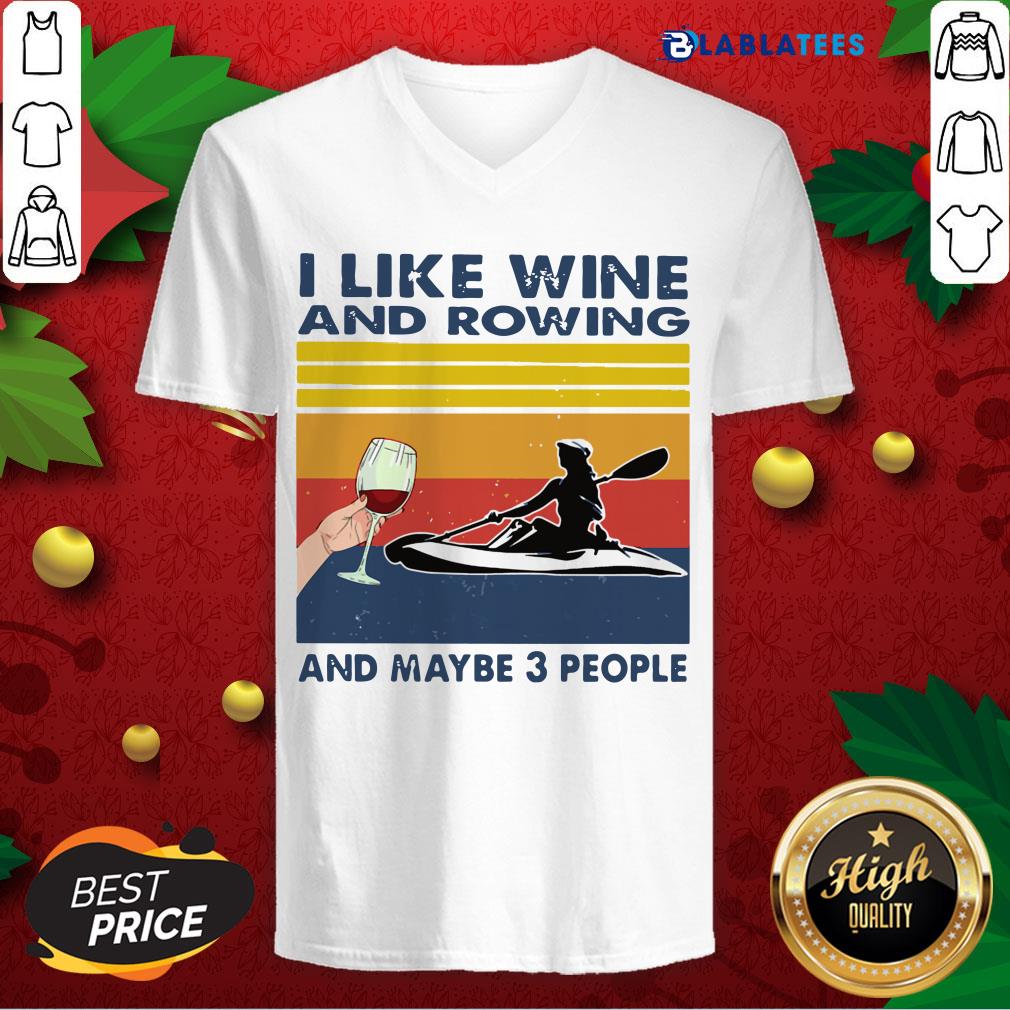Awesome I Like Wine And Rowing And Maybe 3 People Vintage Retro Shirt