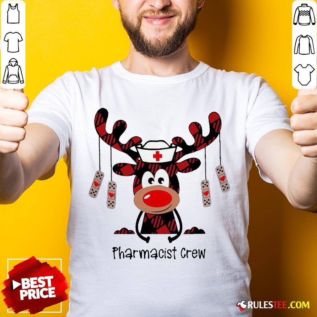 Awesome Plaid Reindeer Pharmacist Crew Christmas Shirt