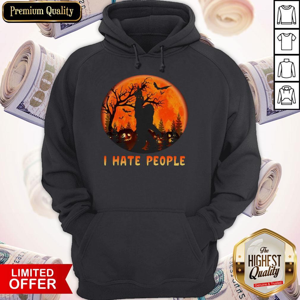 Bigfoot I Hate People Halloween Moon Shirt