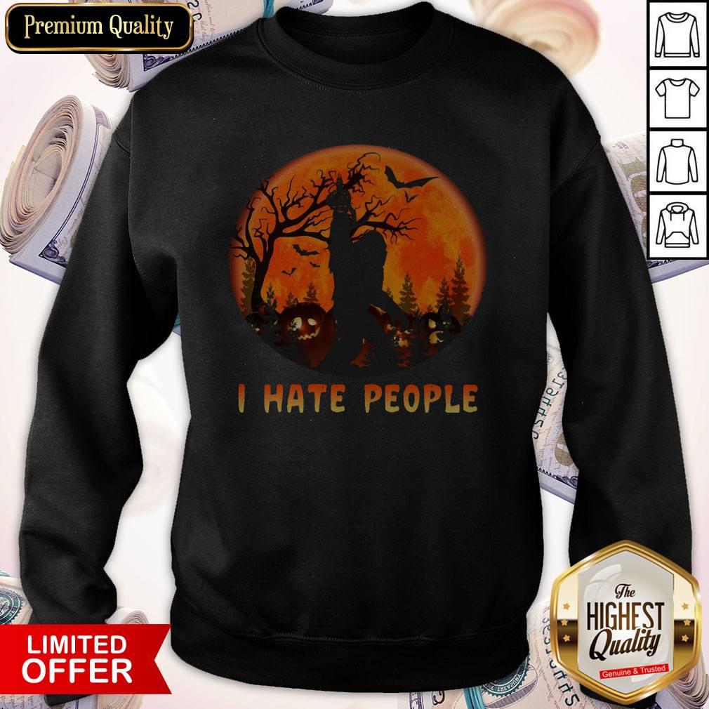 Bigfoot I Hate People Halloween Moon Shirt