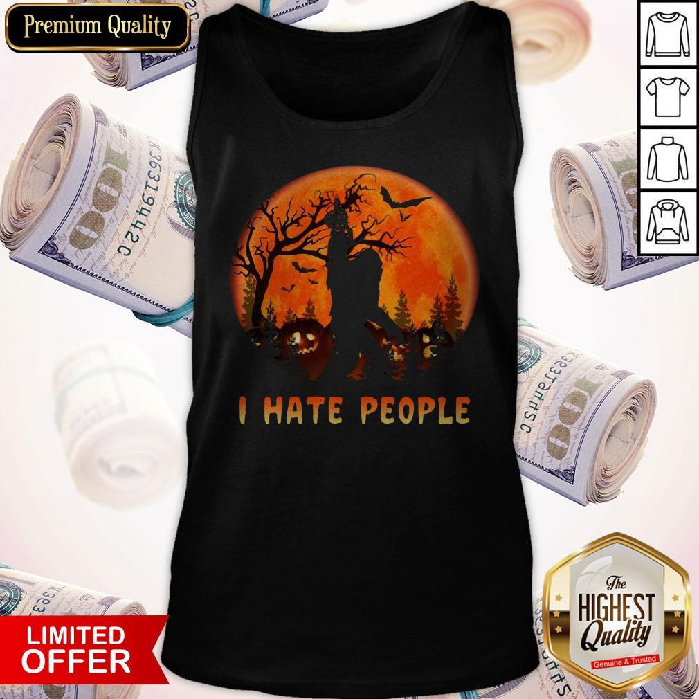 Bigfoot I Hate People Halloween Moon Shirt