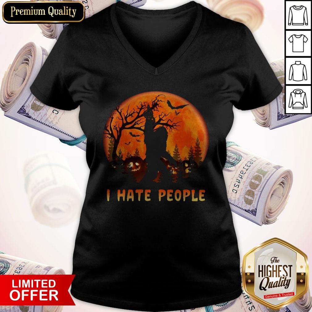 Bigfoot I Hate People Halloween Moon Shirt